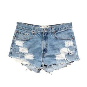 Levi's Jean Shorts High  rise Waist Distressed Cutoffs Denim Raw hem Western